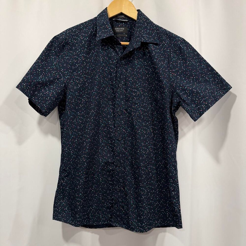 Nordstrom Men's Navy and Blue Shirt